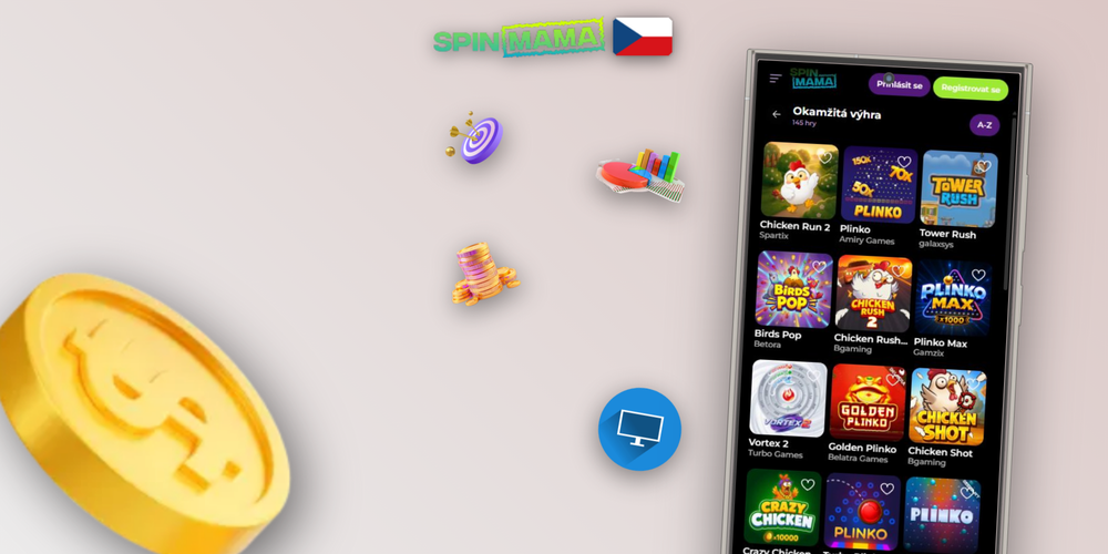 Panoramatický přehled obrazovek Spinmama Casino APK – sloty, ruleta, sázky a pokladna