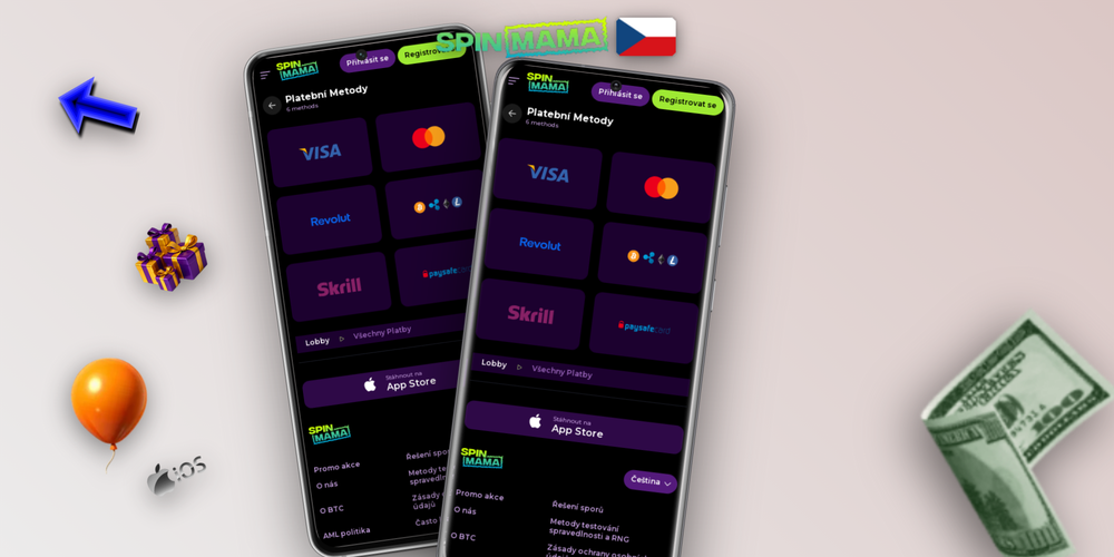 Rozhraní pokladny Spinmama Casino zobrazující potvrzení zpracování vkladu
